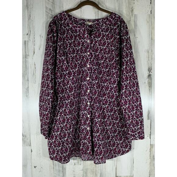 Duluth Trading Co Womens Button Up Tunic Shirt Size XXL Floral Pockets Stretch - Picture 1 of 8